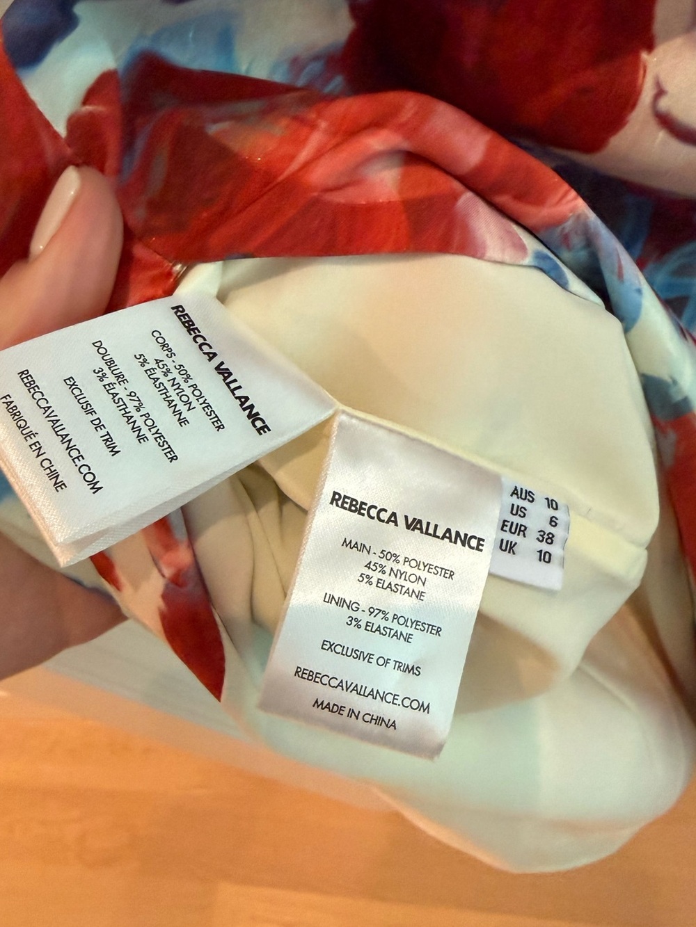Rebecca Vallance Fleurette floral taffeta midi Dress Red, Blue- size US 6 - Picture 15 of 16